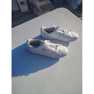 Puma Smash v2 L White Gold Women's Sneakers Size 8 Low Top Tennis Shoes